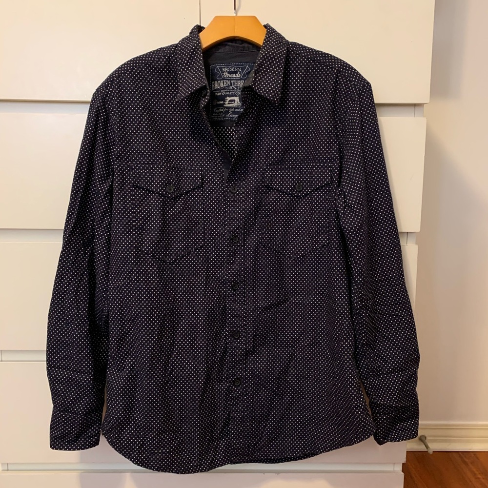 Broken Threads Polka Dot Button-Down - Size: Large - image 1